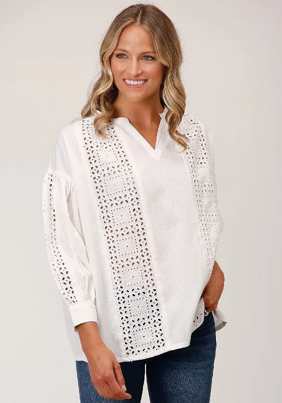 WOMENS LONG SLEEVE 3 QTR SLEEVE PEASANT BLOUSE