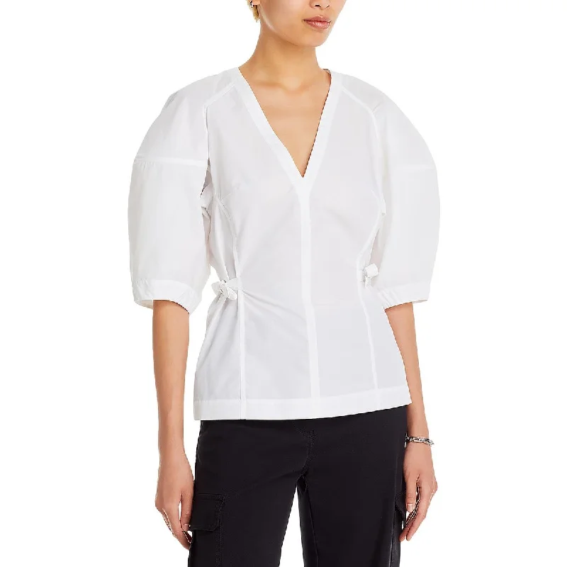 3.1 Phillip Lim Womens V-Neck Puff Sleeve Blouse