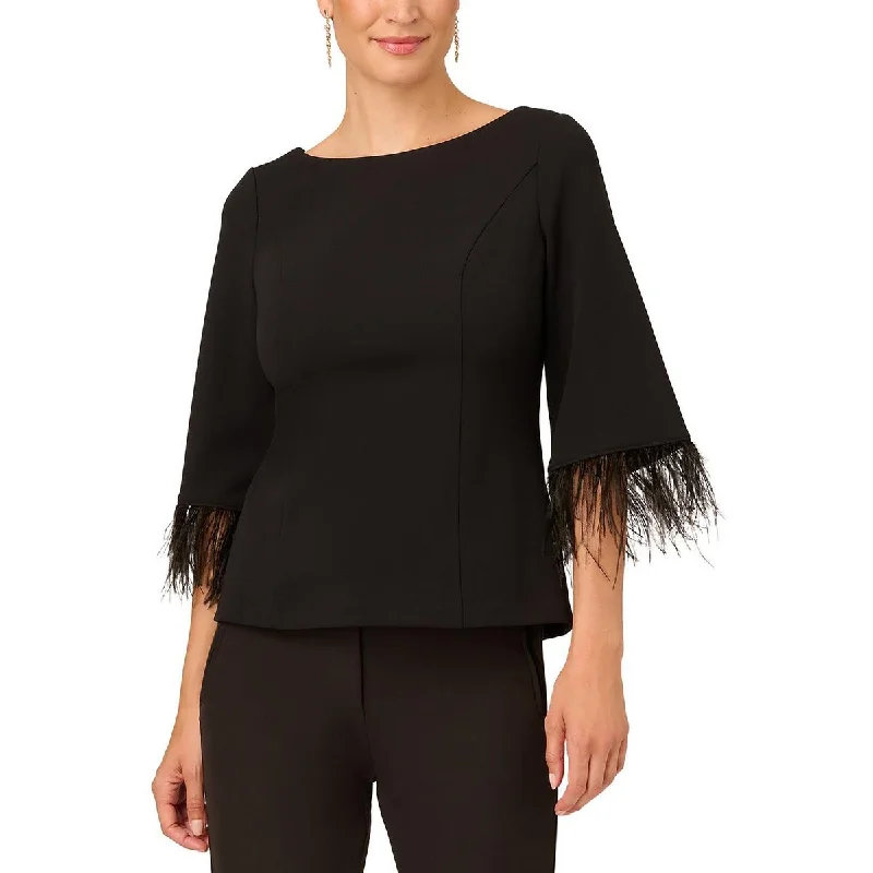 Adrianna Papell Womens Feathers  Blouse