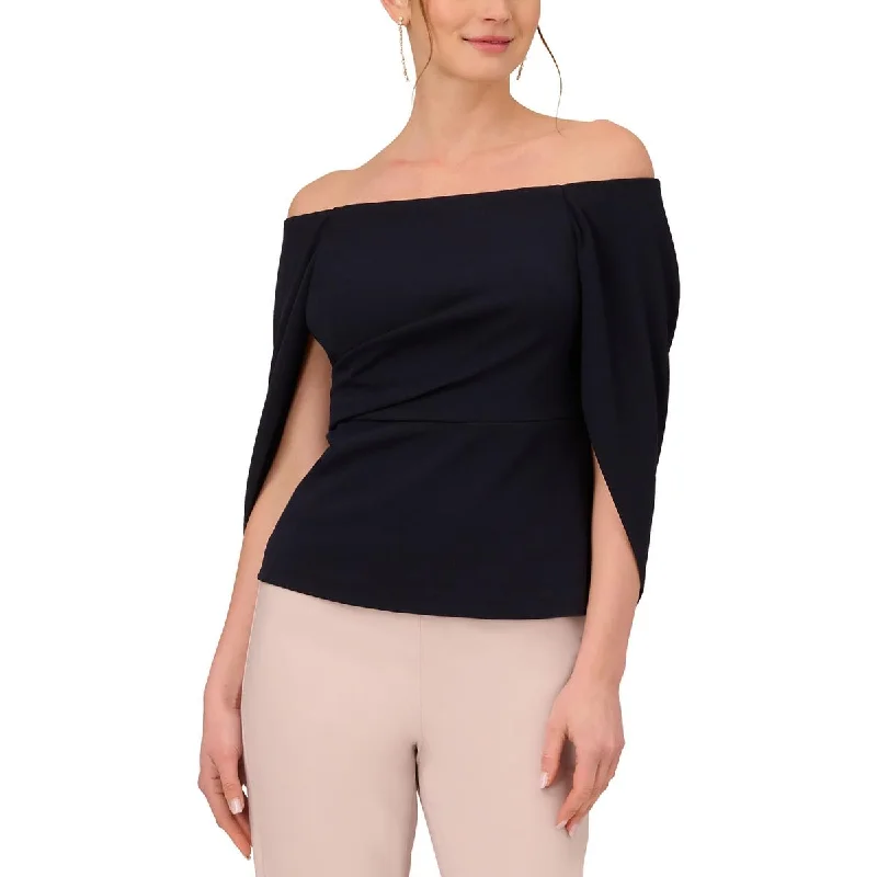 Adrianna Papell Womens Off The Shoulder Drapey Blouse