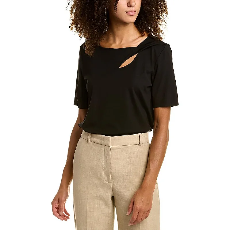 Anne Klein Womens Asymmetric Keyhole Blouse