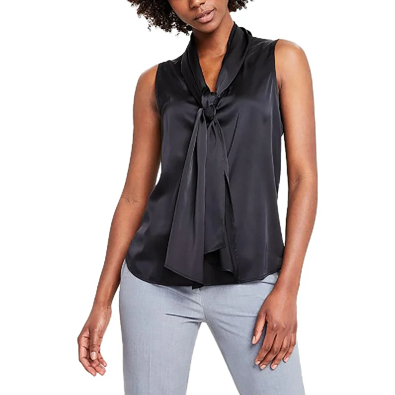 Bar III Womens Tie Front Sleeveless Blouse