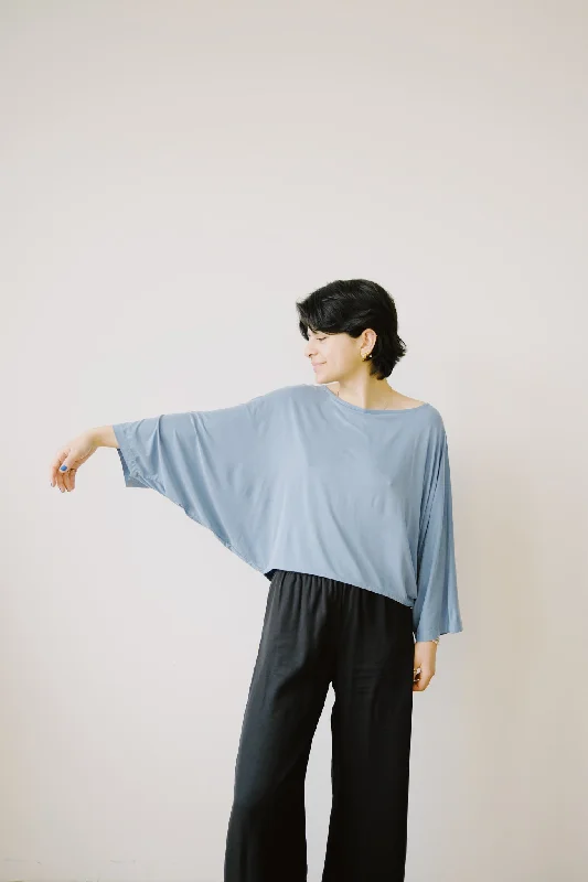 cupro batwing blouse - blue