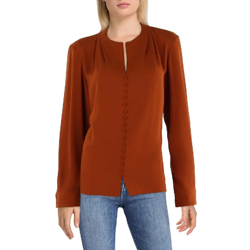 Calvin Klein Womens Chiffon Split Neck Blouse