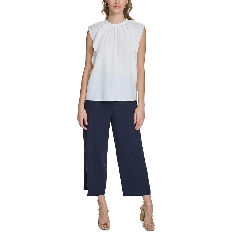 Calvin Klein Womens Ruffled Cap Sleeve Blouse