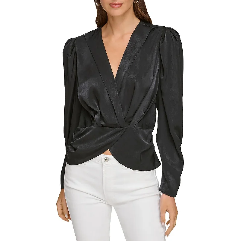 DKNY Womens Surplice V-Neck Blouse