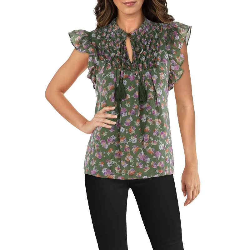 Fate Womens Floral Ruffled Blouse