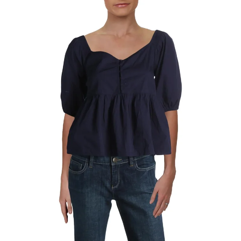 Free People Womens Veronica Cotton Off-The-Shoulder Blouse