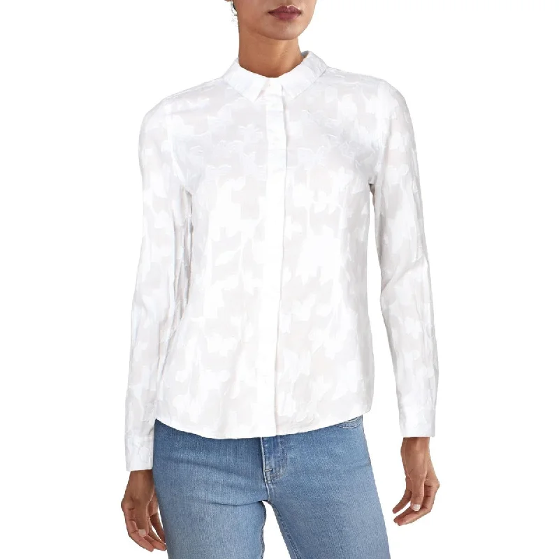 Guess Womens Textured Printed Blouse