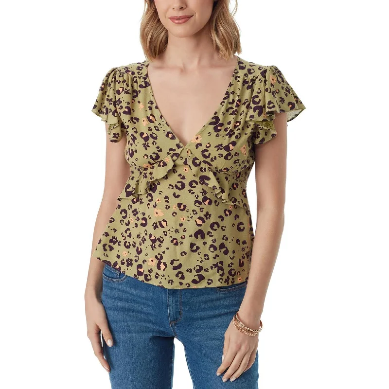 Jessica Simpson Womens Cut-Out Back V-Neck Blouse