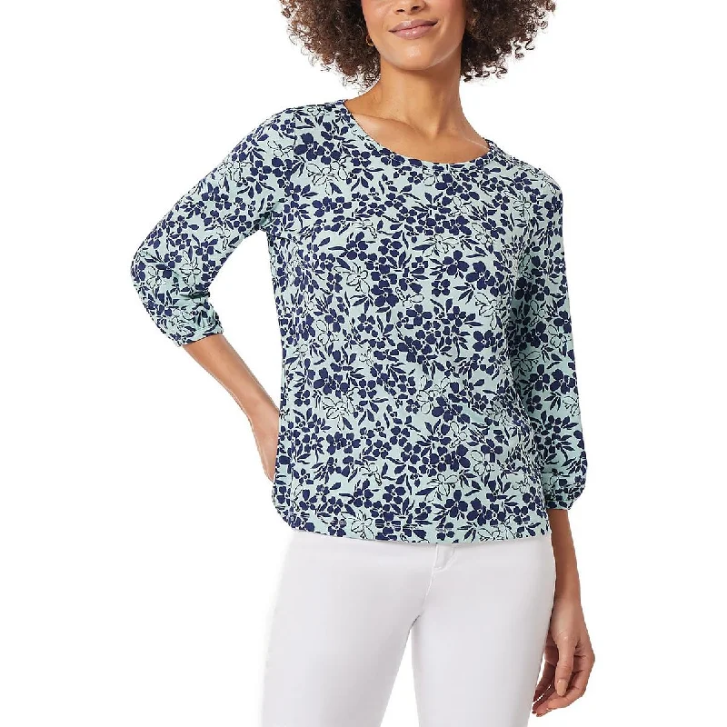 Jones New York Womens Wideneck Three Quarter Sleeve Blouse