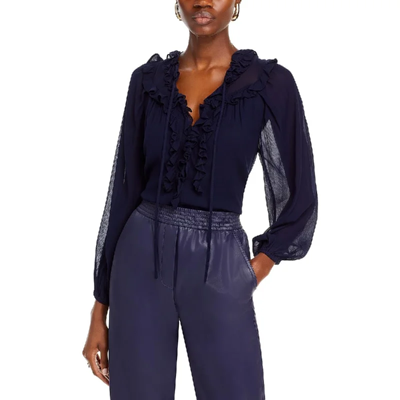 Kobi Halperin Womens   Ruffle V-Neck Blouse