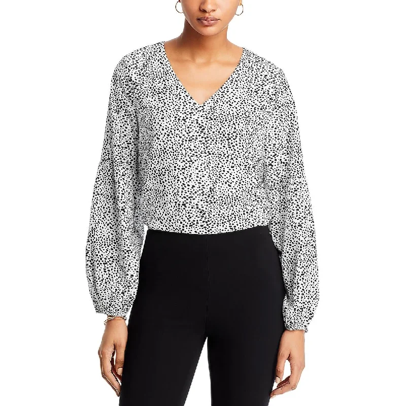 Koko + Mason Womens V Neck Printed Blouse