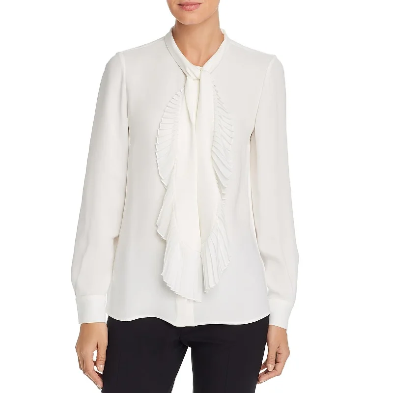 Lafayette 148 New York Womens Bates Silk Ruffled Blouse