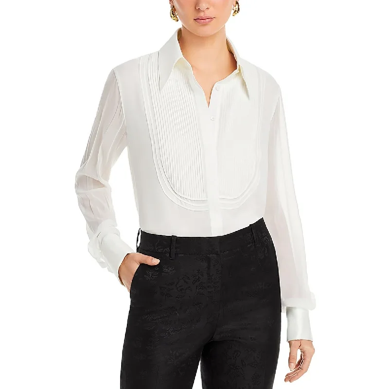 Lafayette 148 Womens Silk Button Down Blouse