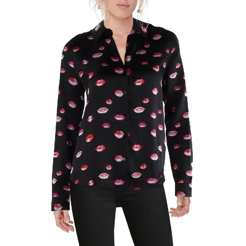 L'Agence Womens Silk Lip Print Blouse