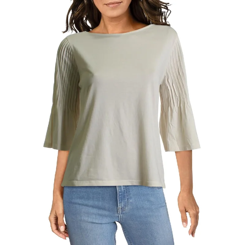 Lauren Ralph Lauren Womens Petites Caylen Knit Bell Sleeves Blouse