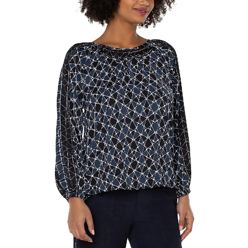 Liverpool Womens Shirred Printed Blouse