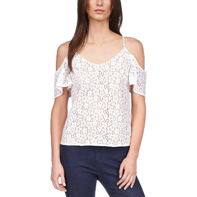 Michael Kors Womens Petites Floral Lace Blouse