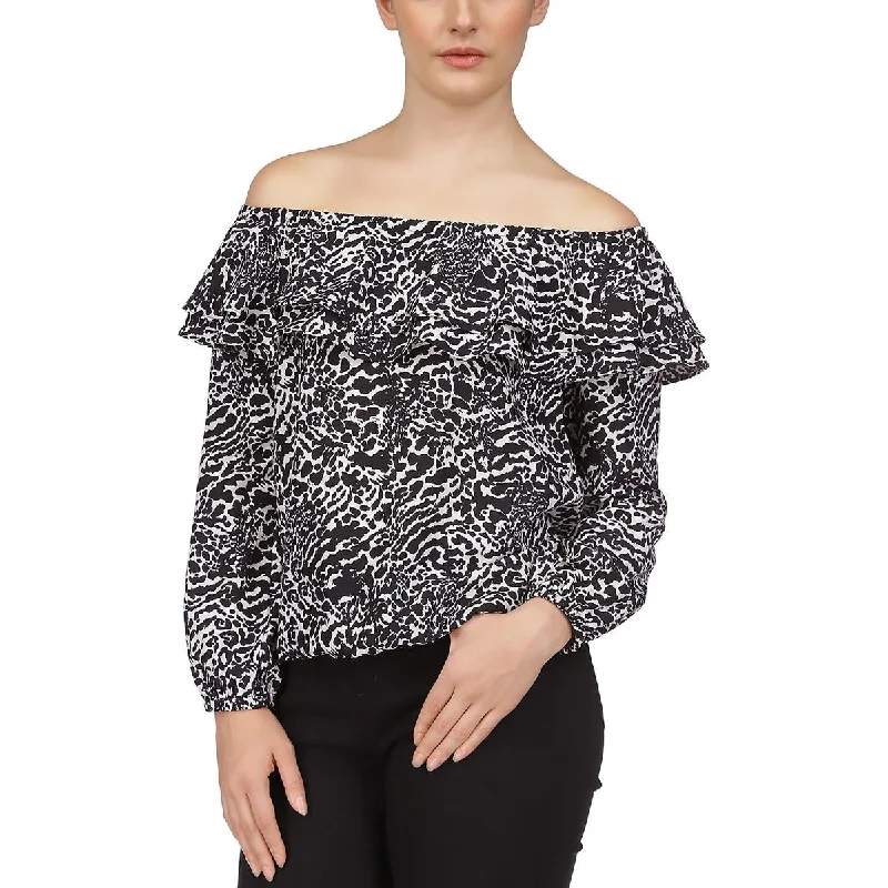 MICHAEL Michael Kors Womens Ruffled Off The Shoulder Blouse