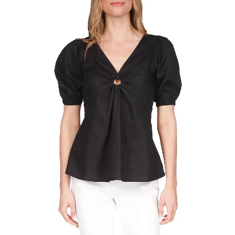 MICHAEL Michael Kors Womens V-Neck Cutout Blouse