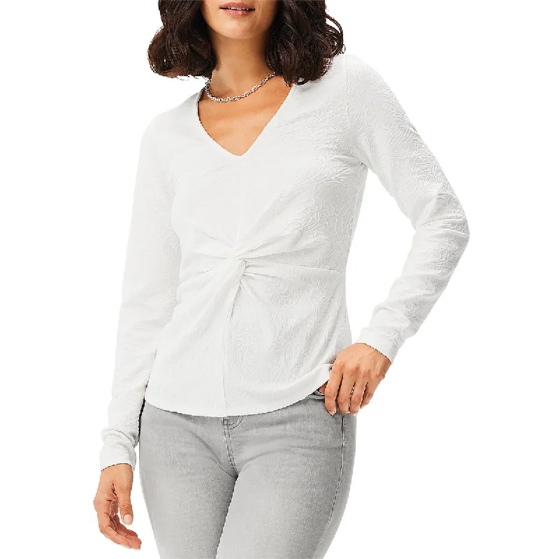 Nic + Zoe Womens Twist Front Embossed Blouse