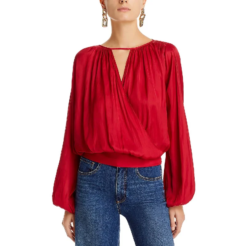 Ramy Brook Womens Plunging Surplice Blouse