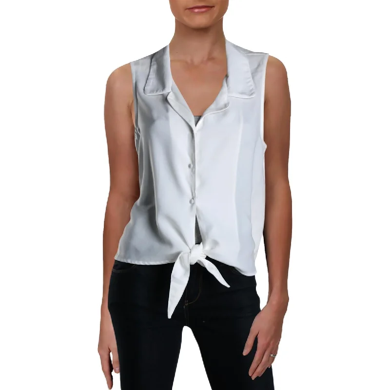 RD Style Womens Tie Front Collared Blouse