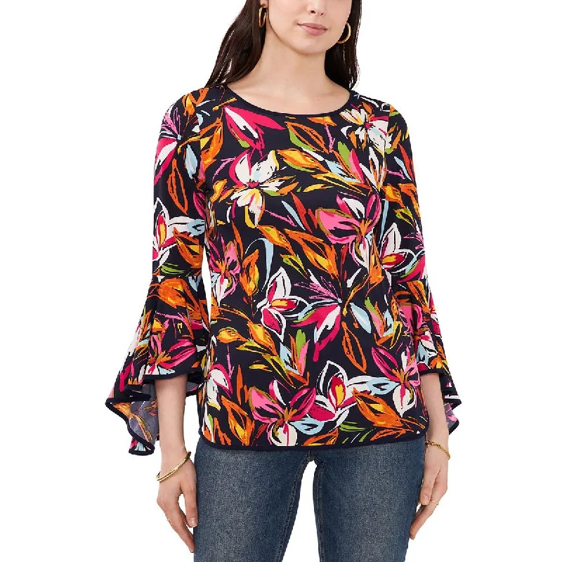 Sam & Jess Womens Floral Print Bell Sleeve Blouse