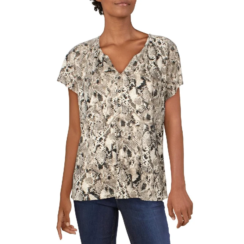 Sanctuary Womens Cotton Snake Print Blouse