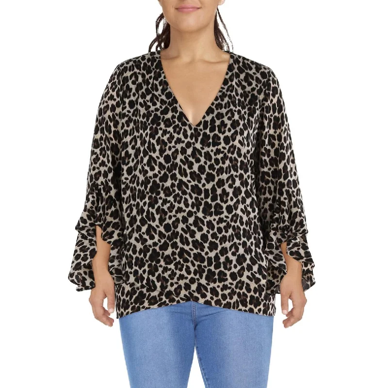 Vince Camuto Womens Plus V Neck Bell Sleeve Blouse