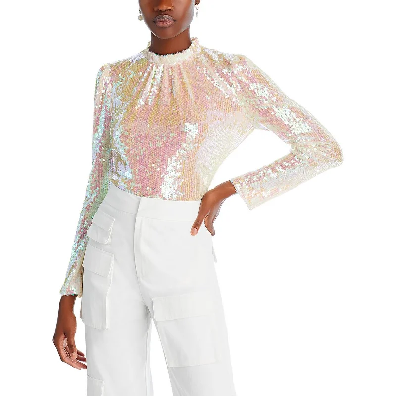 WAYF Womens Mira Sequin Sequined Blouse