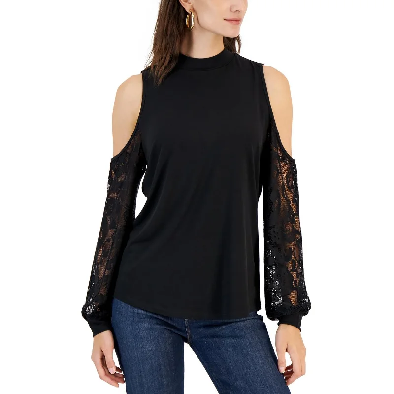 Willow Drive Womens Lace Trim Cold Shoulder Blouse