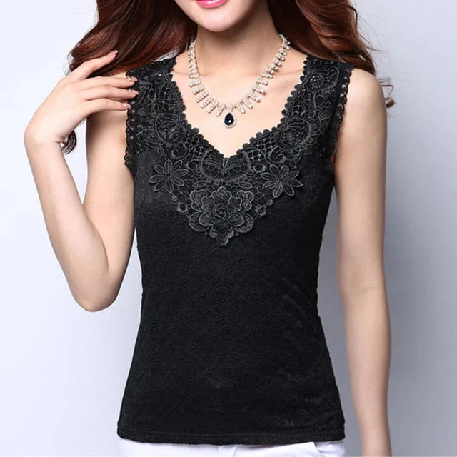 Women's Lace Elegant Sleeveless Blouse