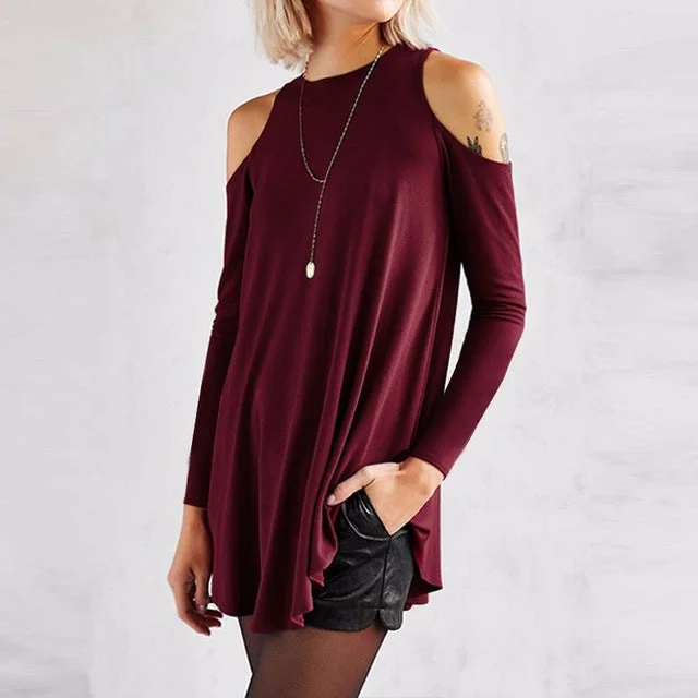 Women's Off Shoulder Tunic Blouse Top