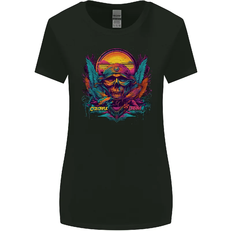 Colourful Dream Sunset Skull Womens Wider Cut T-Shirt