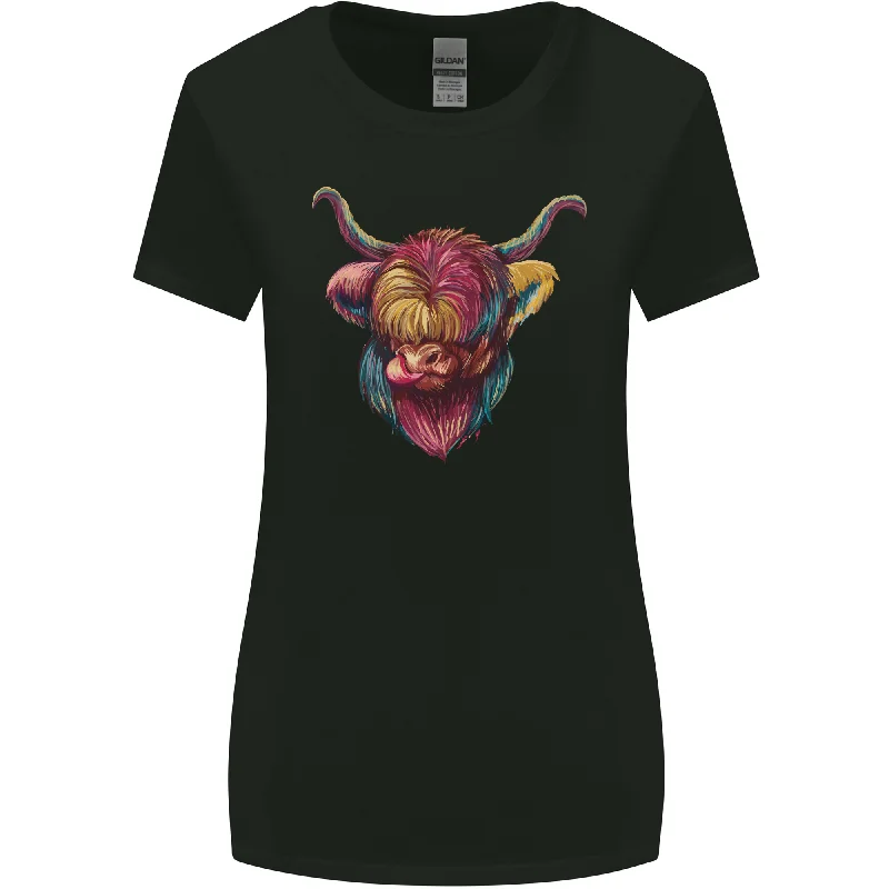 Colourful Highland Cow Womens Wider Cut T-Shirt