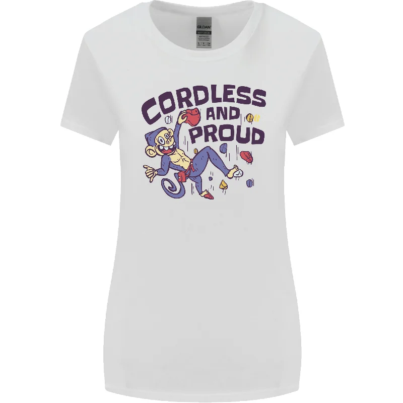 Cordless & Proud Rock Climbing Monkey Womens Wider Cut T-Shirt