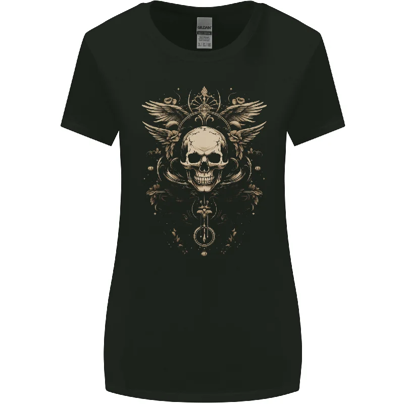 Cosmic Skull With Wings Womens Wider Cut T-Shirt