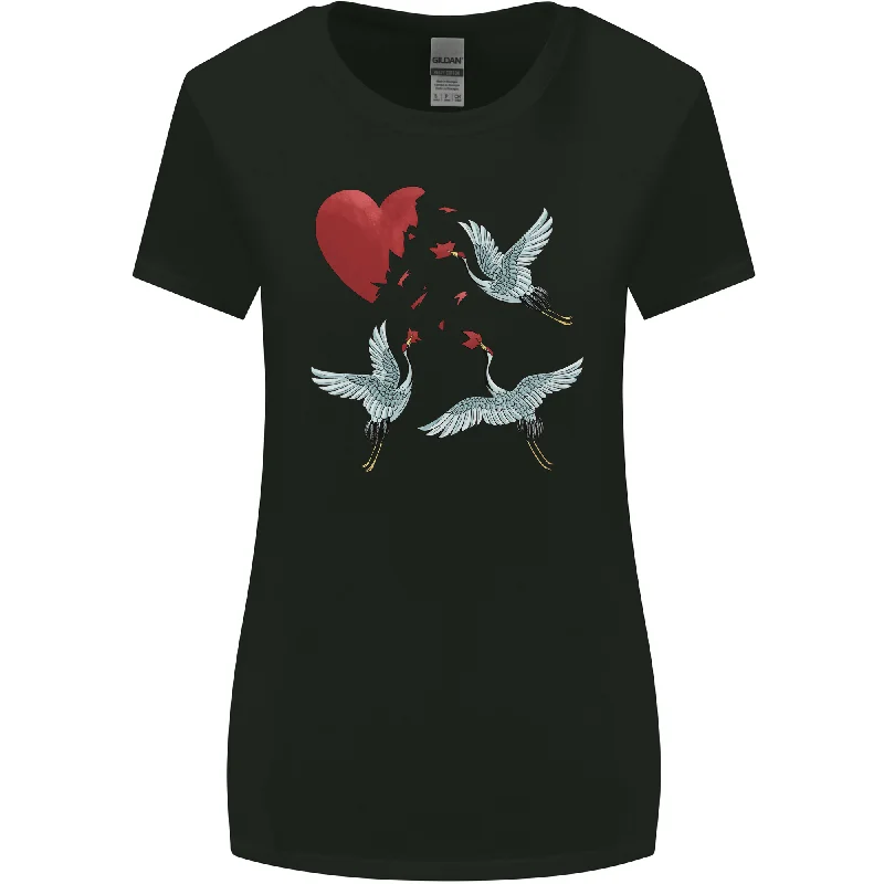 Crane Heart Anti Valentines Day Single Funny Womens Wider Cut T-Shirt