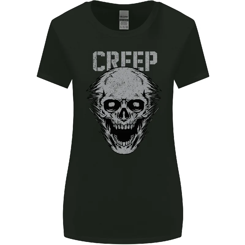 Creep Human Skull Gothic Rock Music Metal Womens Wider Cut T-Shirt