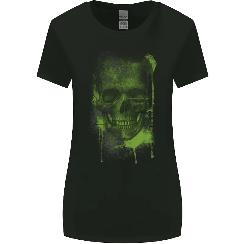 Creepy Green Skull Womens Wider Cut T-Shirt