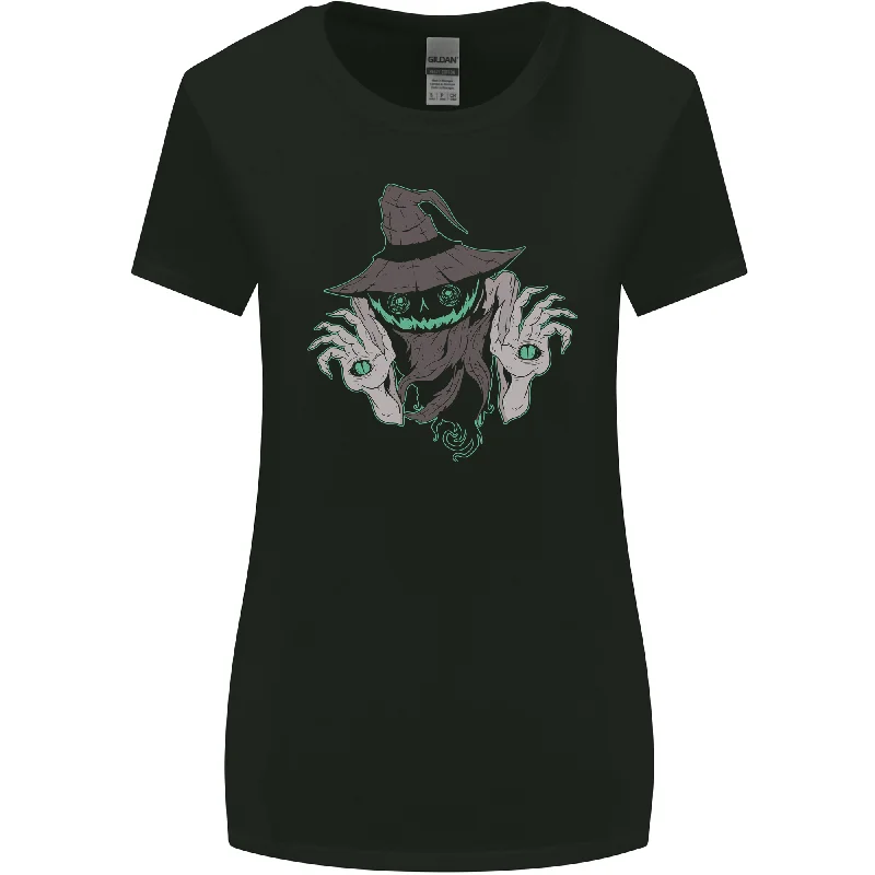 Creepy Halloween Pumpkin Womens Wider Cut T-Shirt