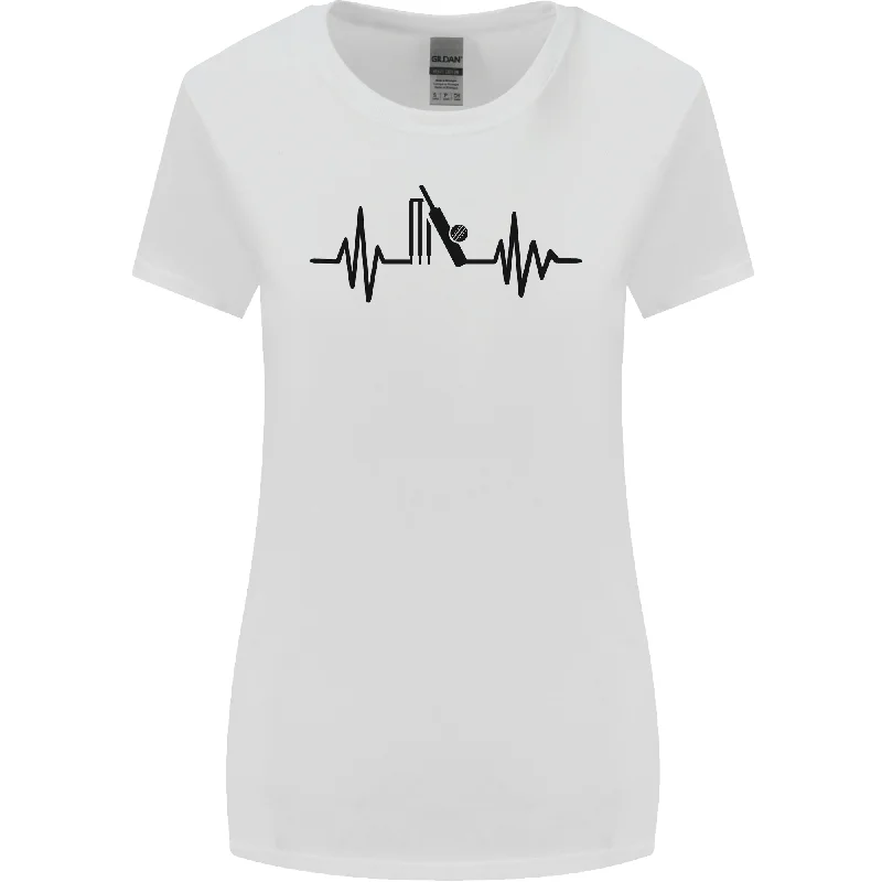 Cricket Pulse Cricketer Cricketing ECG Womens Wider Cut T-Shirt