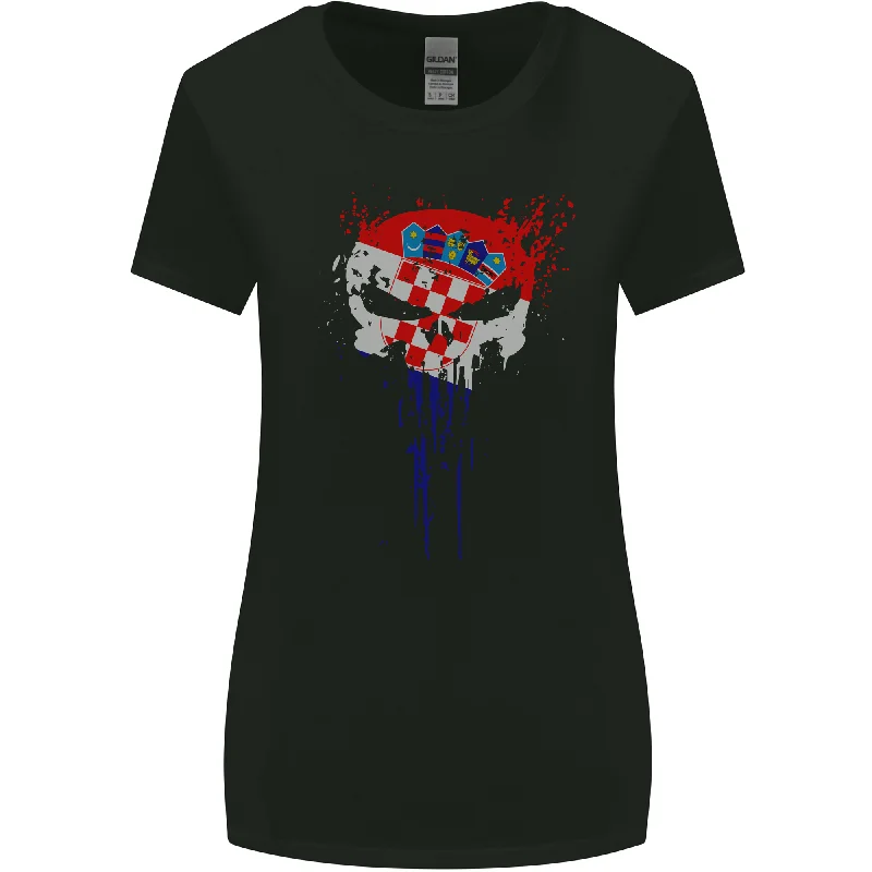 Croatia Skull Gym Training Bodybuilding Womens Wider Cut T-Shirt