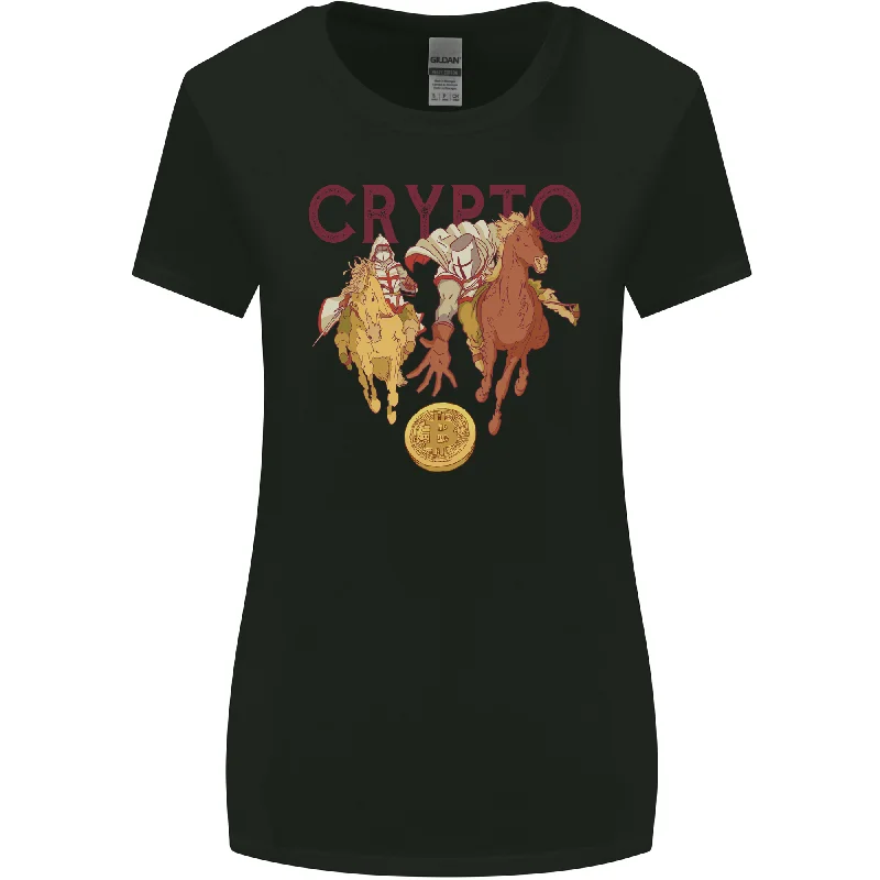 Crypto Crusader Bitcoin Cryptocurrency Womens Wider Cut T-Shirt