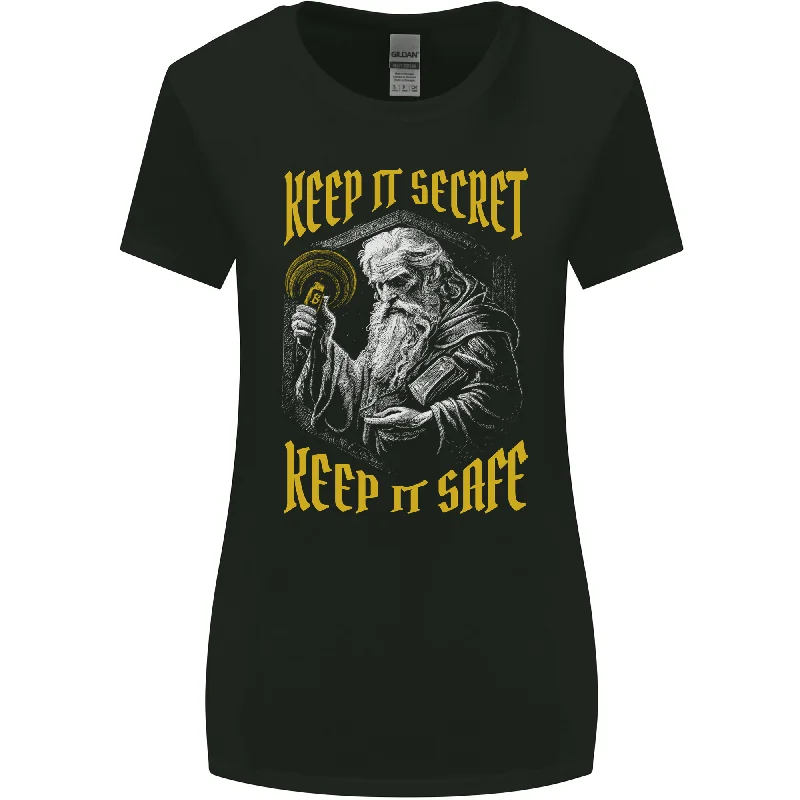 Crypto Keep it Secret Wizard Bitcoin Womens Wider Cut T-Shirt