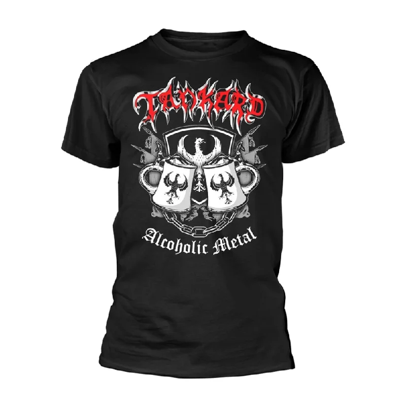 Tankard Unisex T-shirt: Alcoholic Metal (back print)