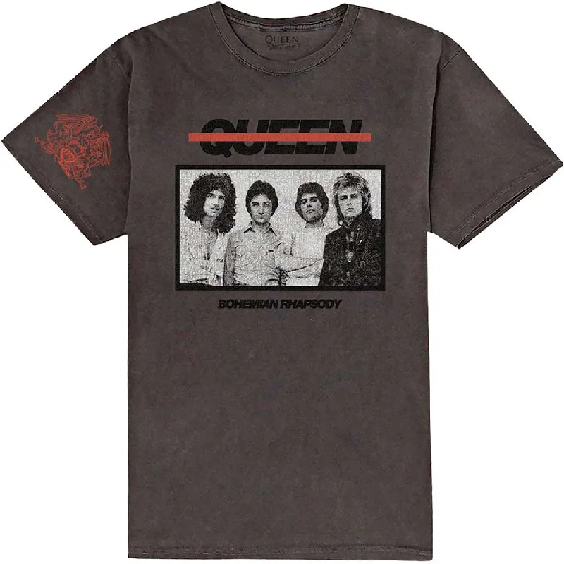 Queen | Official Band T-Shirt | Bo Rhap Photo (Dye-Wash & Sleeve Print)