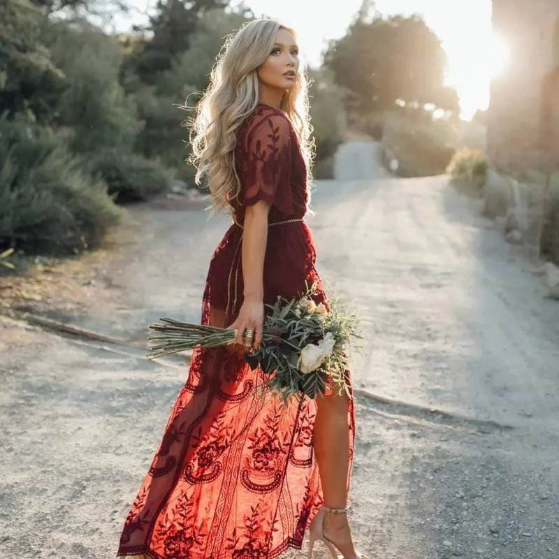 Boho Lace Tulle Maxi Dress